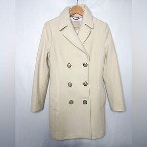 Banana Republic  Made in Italy Pea Coat Cream Double-Breasted Size S Wool